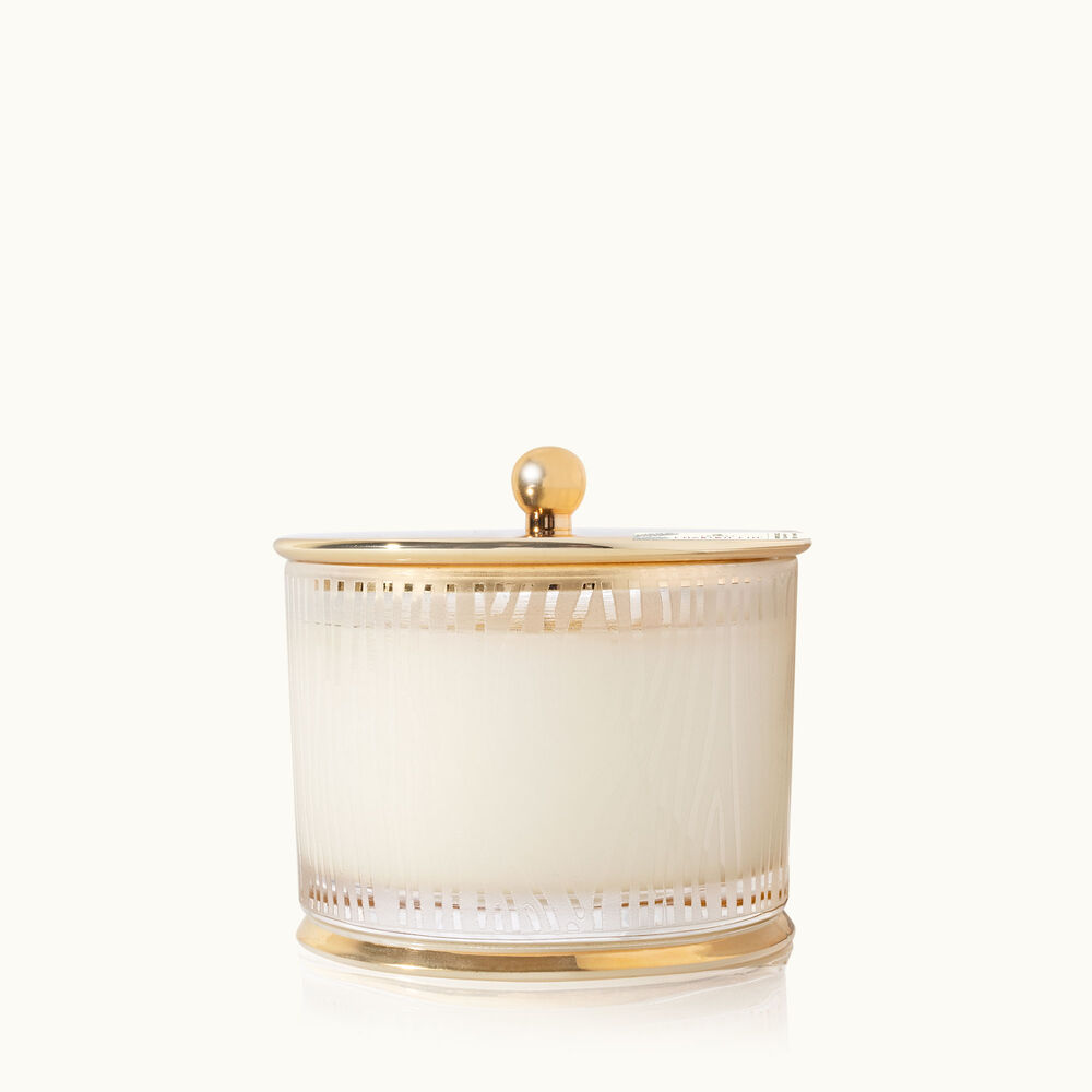 Thymes Frasier Fir Gilded Frosted Wood Grain Candle is a Christmas Candle image number 0